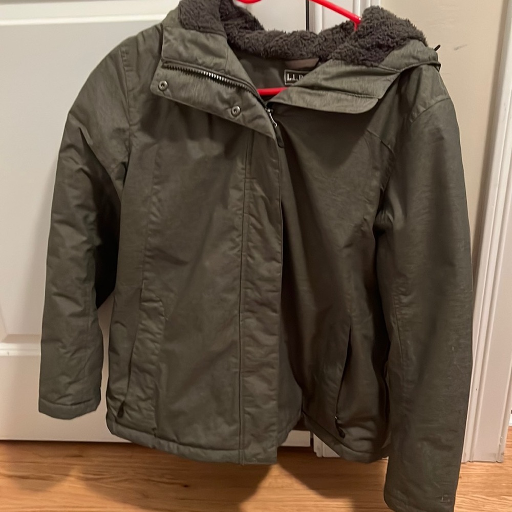 L.L. Bean winter jacket in army green.